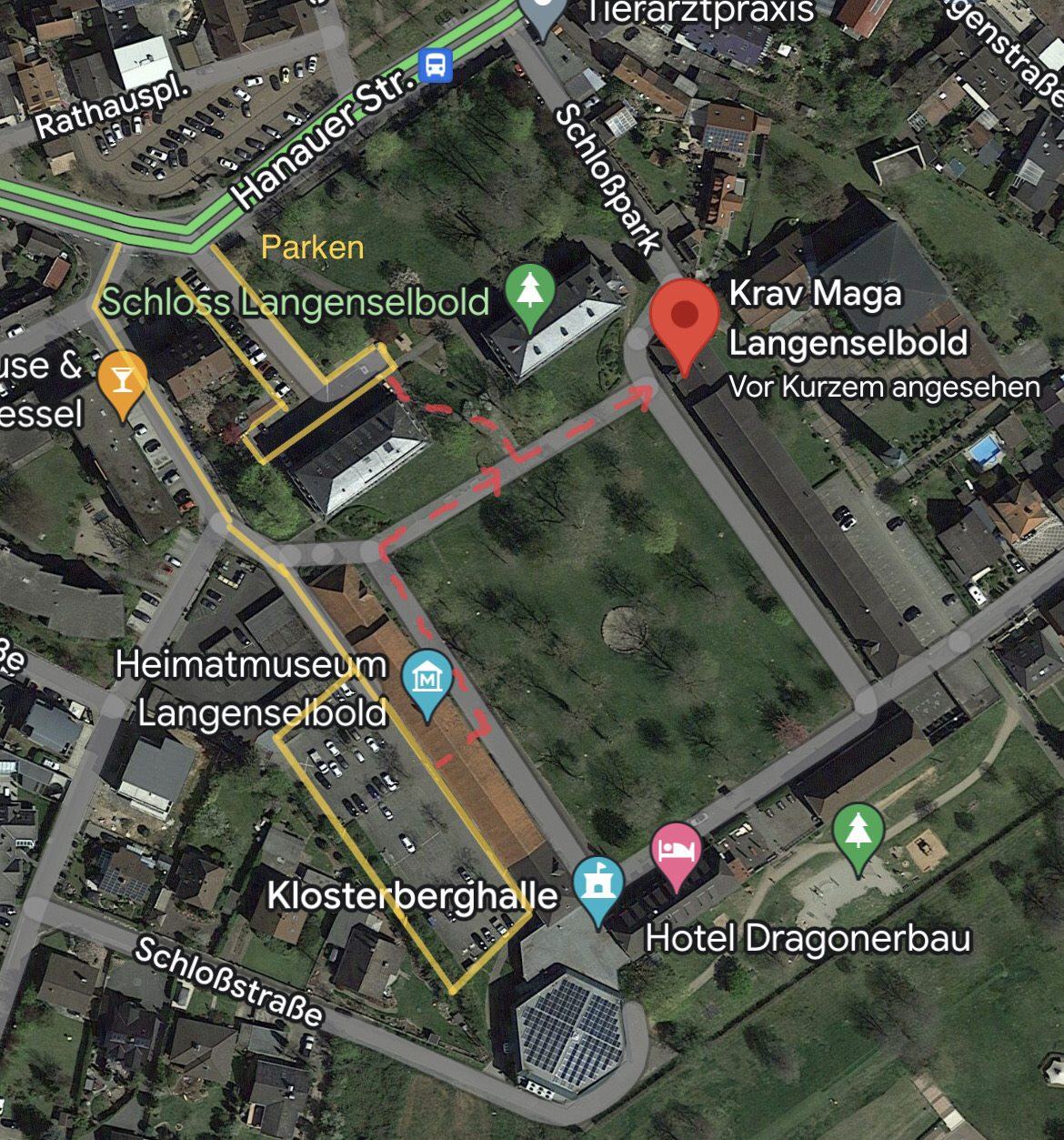 Anfahrt und Parken zur Krav-Maga-Halle in Langenselbold